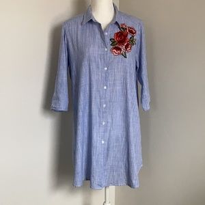 PerSeption Concept STRIPPED EMBROIDERED LONG SHIRT/TUNIC SZM